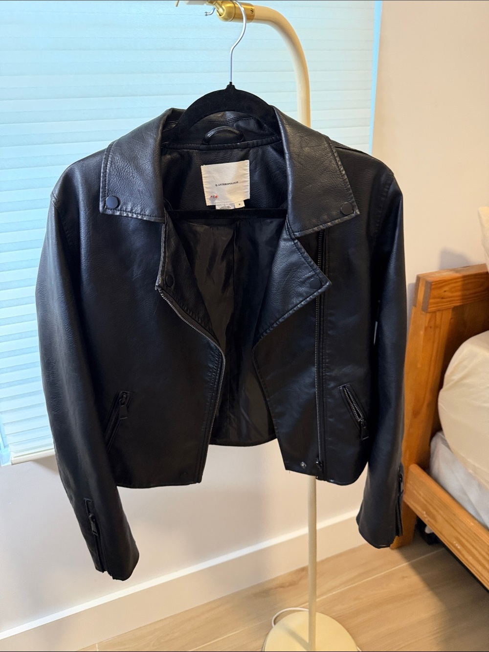 Women's Black Vegan Leather Moto Jacket with Asymmetrical Zip